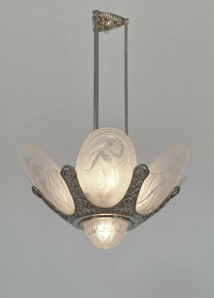 MULLER FRÈRES : French 1930 art deco chandelier ............... degué era France