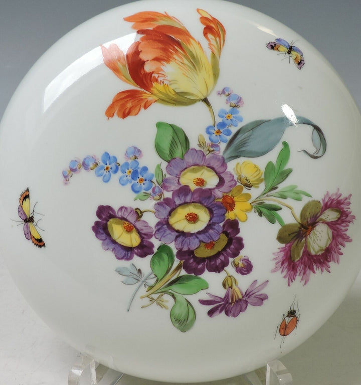 MEISSEN Highlight riesige Dose 16 cm -Insekten & Blumenmalerei -1. Wahl -RARITÄT
