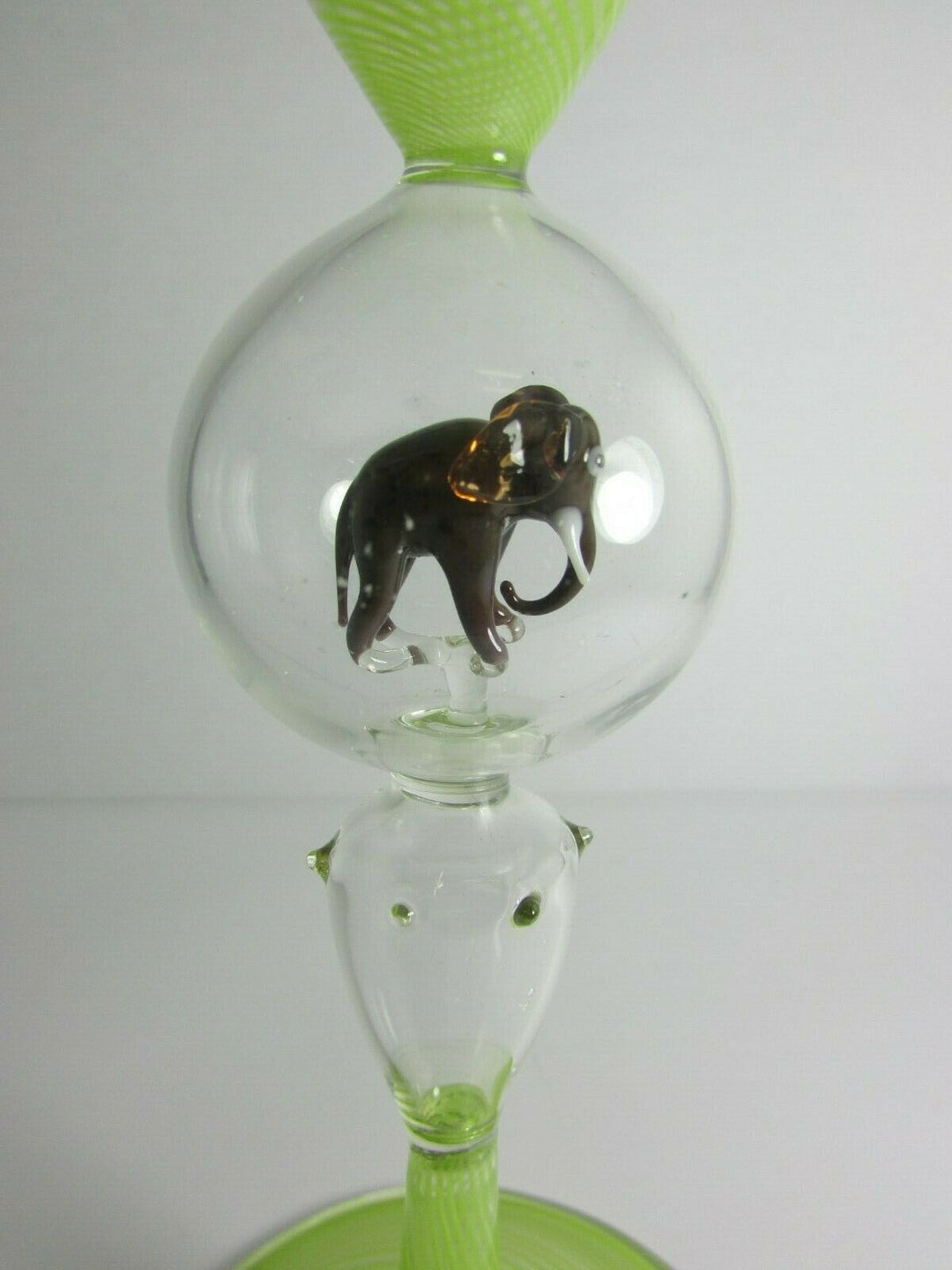 GREEN SWIRL ELEPHANT BIMINI WERKSTATTE MARTINI GLASS VERY RARE