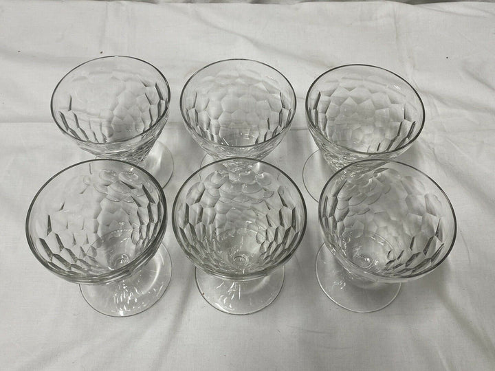 BACCARAT 6 VERRES À EAU CRISTAL DÉCOR ÉCAILLE MODÈLE CHAUNY ART DÉCO