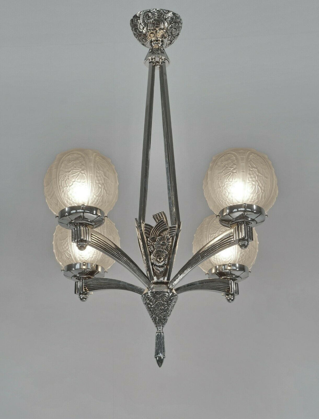 VANDAMME : FRENCH 1930 ART DECO CHANDELIER .......... lamp muller degue daum era