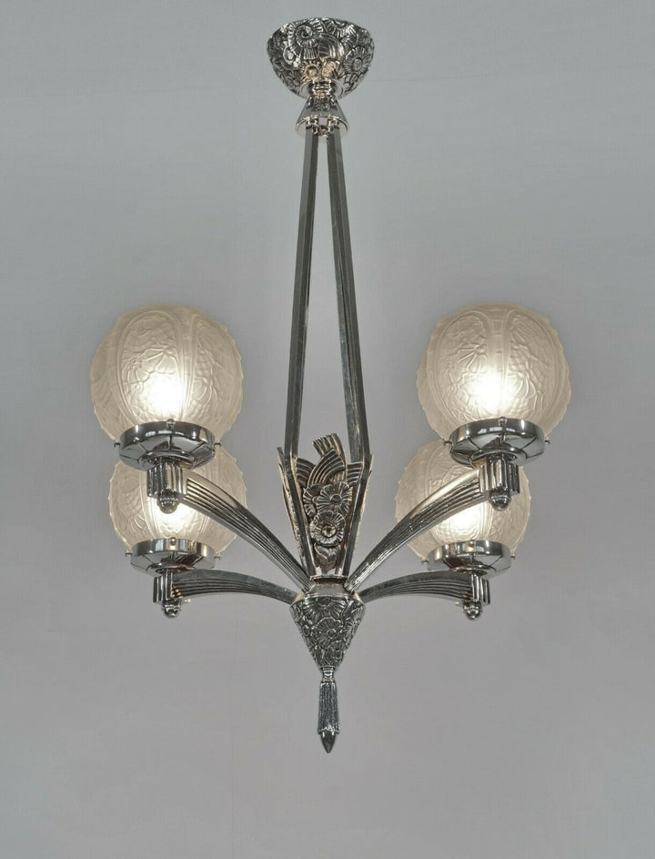 VANDAMME : FRENCH 1930 ART DECO CHANDELIER .......... lamp muller degue daum era