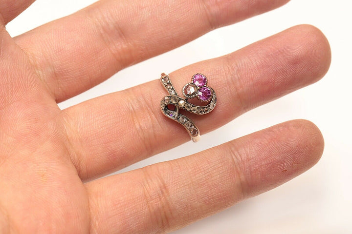 アンティーク オリジナル アールヌーヴォー 18K ナチュラルローズカット　ダイヤモンドのリング