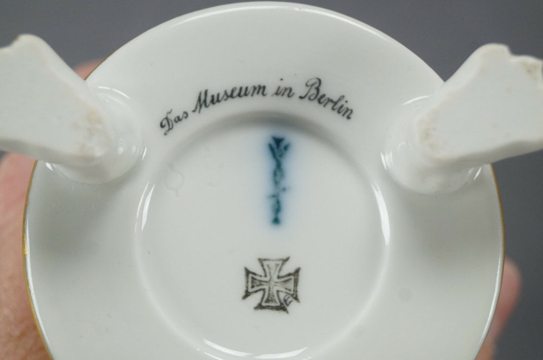 KPM Berlin Hand Painted WWI Altes Museum & Gold Snake Handle Empire Form Cup