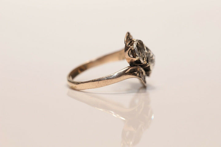 アンティーク 10K ナチュラルローズカットダイヤモンドのオスマンリング