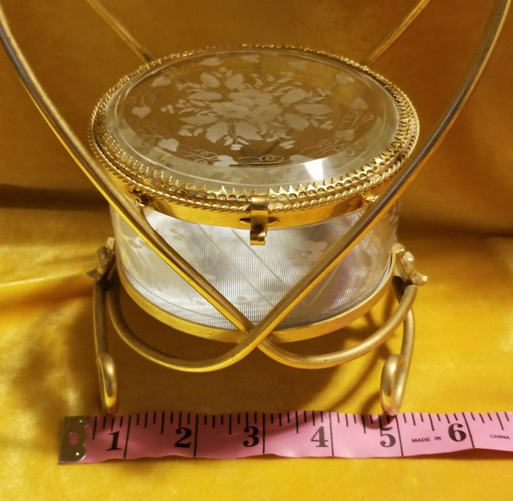 ANTIQUE 19TH CENTURY FRENCH BACCARAT & ORMOLU CASKET JEWELRY OR TRINKET BOX