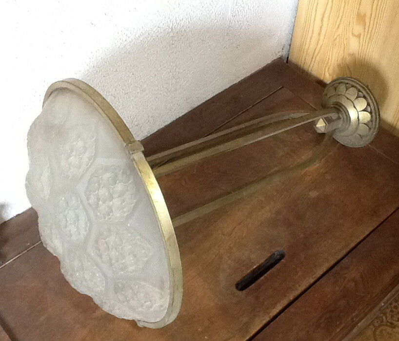 ETLING : FRENCH 1930 ART DECO CHANDELIER .......... pendant modernist lamp 1935