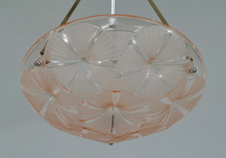 HUBENS & DEGUÉ : FRENCH 1930 ART DECO PENDANT . chandelier 1925 lamp muller era