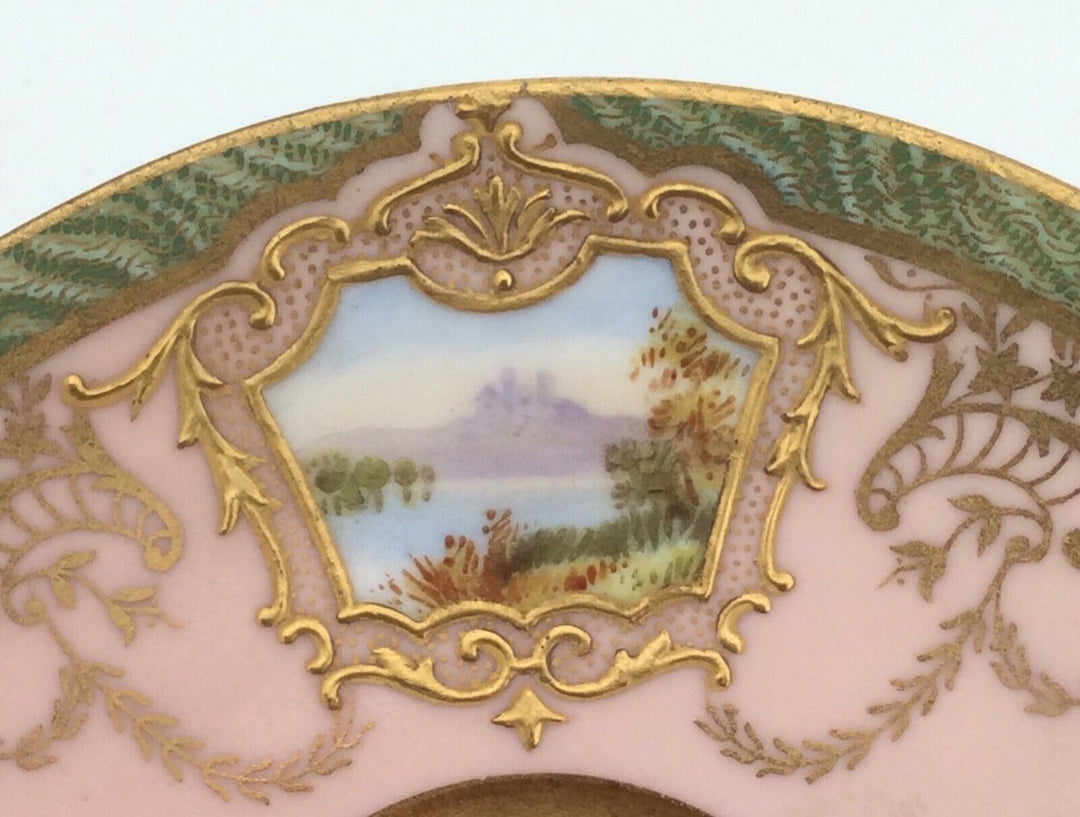 コールポート(Coalport)　カップ＆ソーサー　ピンク・ゴールド　風景