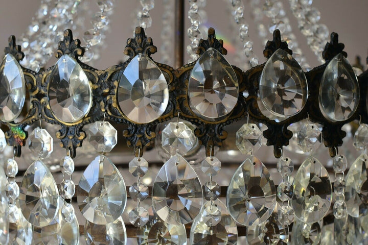 Two Matching Antique Vintage Crystal Chandeliers, Ceiling Lighting, pendants