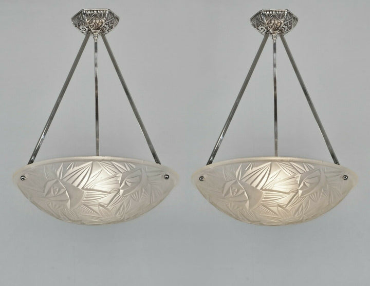 NOVERDY : FRENCH 1930 ART DECO PENDANT CHANDELIER .............. lamp muller era