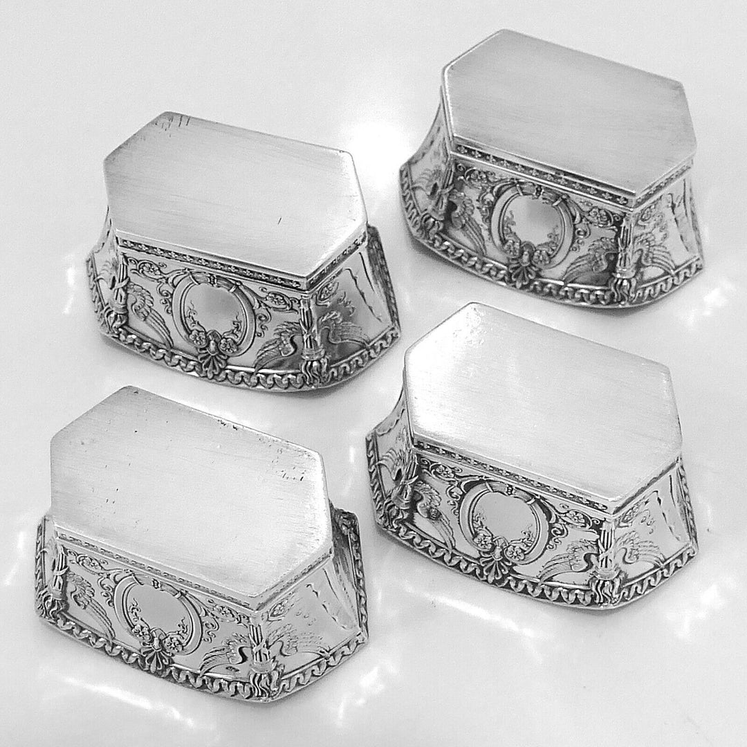 Lapparra Masterpiece French Sterling Silver 4 Salt Cellars, Box, Empire