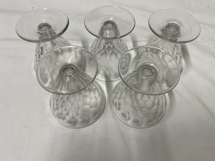 BACCARAT 5 VERRES À VIN ROUGE CRISTAL DÉCOR ÉCAILLE MODÈLE CHAUNY ART DÉCO