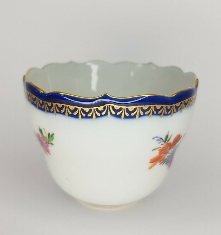 Meissen Coffee Cup & Saucer Bouquet Cobalt Gilt edge Pfeiffer Period