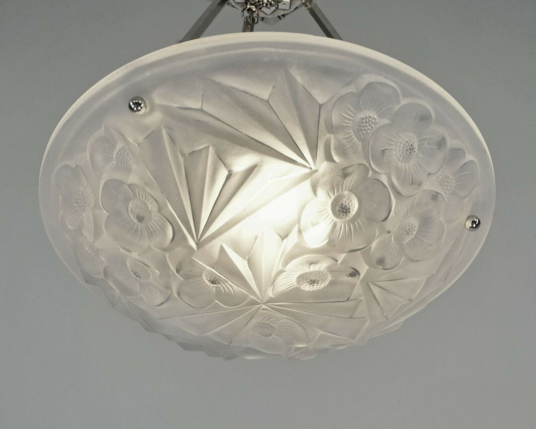 HUBENS & DEGUÉ : FRENCH 1930 ART DECO CHANDELIER .. pendant 1925 lamp muller era