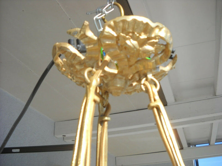 MULLER FRERES ( Croismare ) Deckenlampe Pate de verre Messing