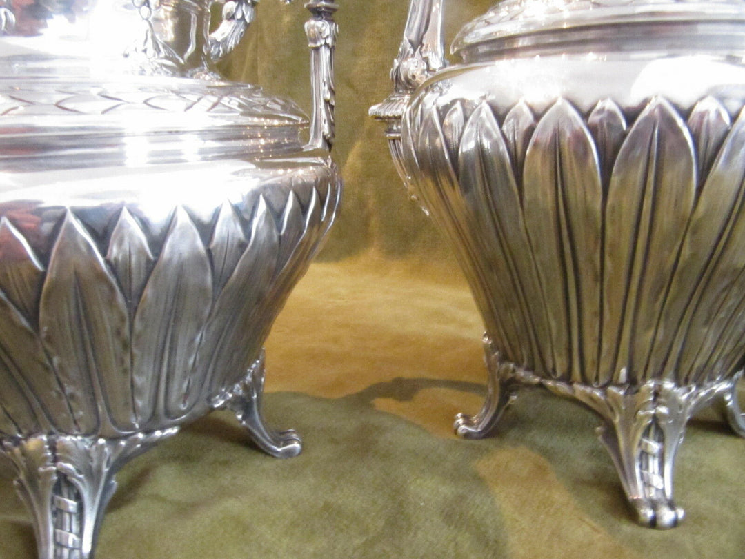 Outstanding french sterling silver tea coffee set Louis XVI st E Puiforcat Nap 3