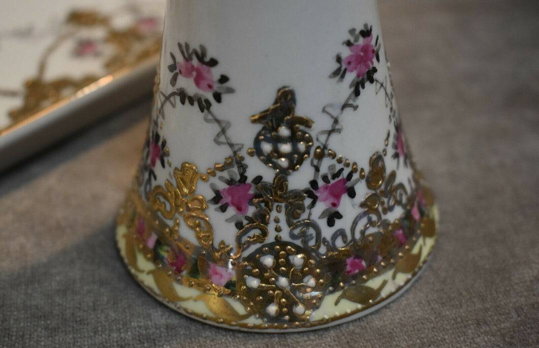 1911-1921 Nippon Morimura Bros Gold Moriage Hat Pin Holder & Vanity Tray