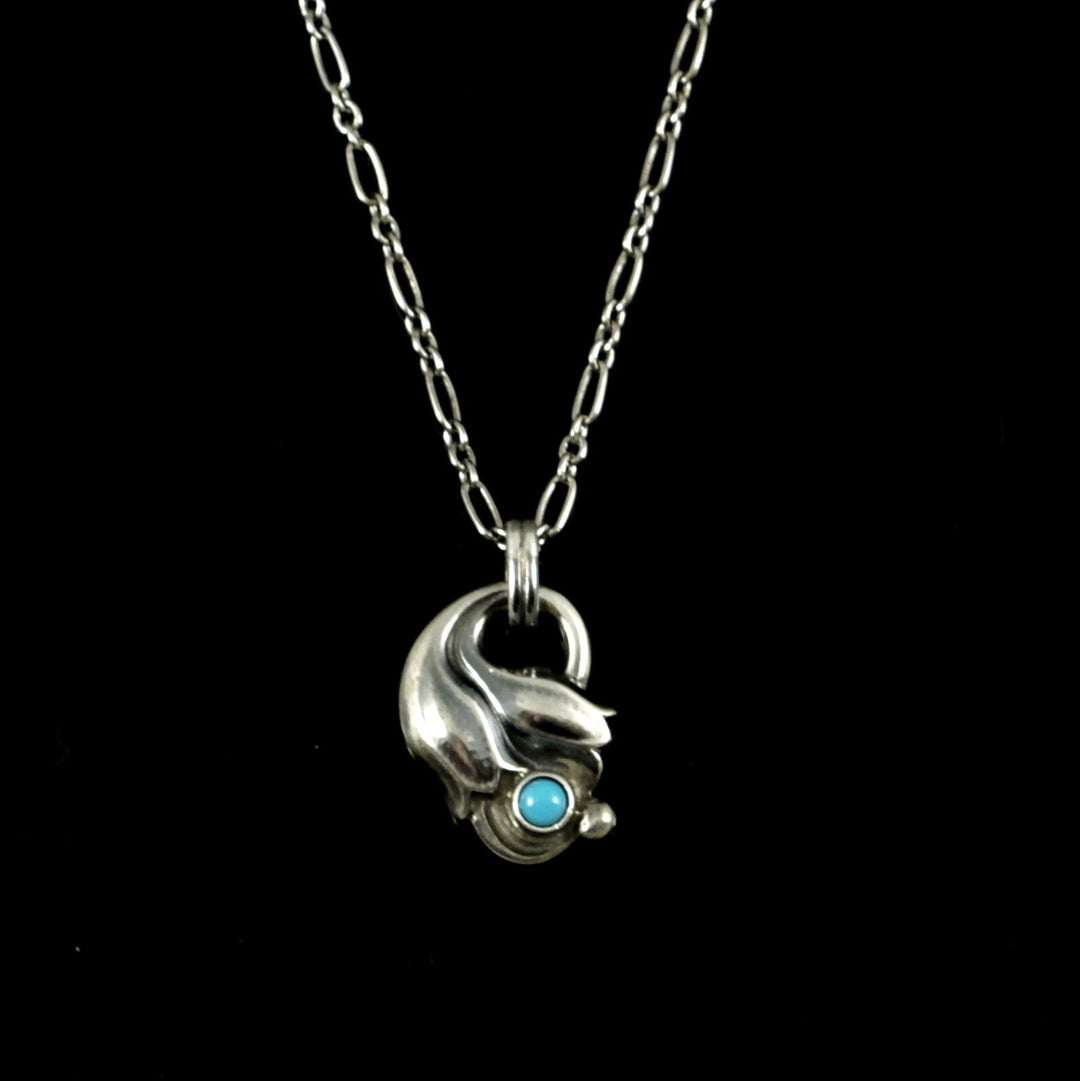 Georg Jensen Sterling Silver Pendant of the Year 1999 with Turquoise - Heritage.