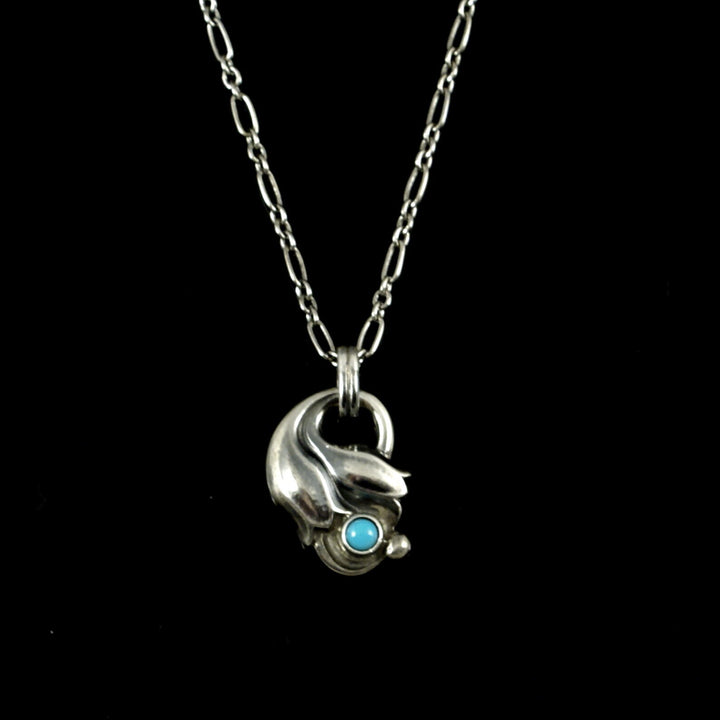 Georg Jensen Sterling Silver Pendant of the Year 1999 with Turquoise - Heritage.