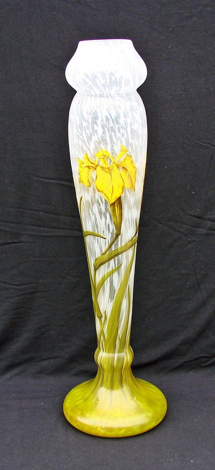 FRENCH ART NOUVEAU DAUM NANCY IRIS CAMEO VASE 56cm