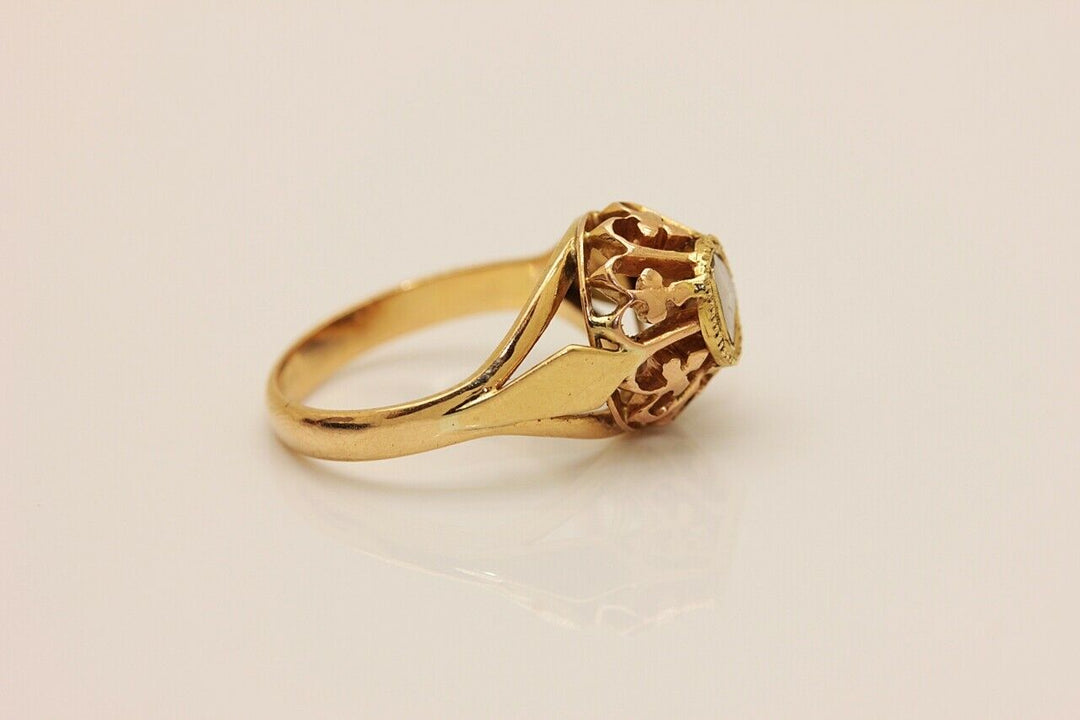 アンティーク ヴィクトリアン 18K ナチュラルローズカットダイヤモンドのソリテールリング