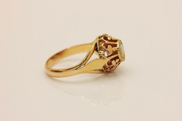 アンティーク ヴィクトリアン 18K ナチュラルローズカットダイヤモンドのソリテールリング