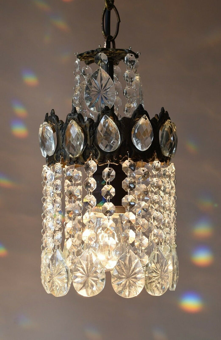 Ornate Mini Vintage Crystal Chandelier in Antique French Style, Home Lighting
