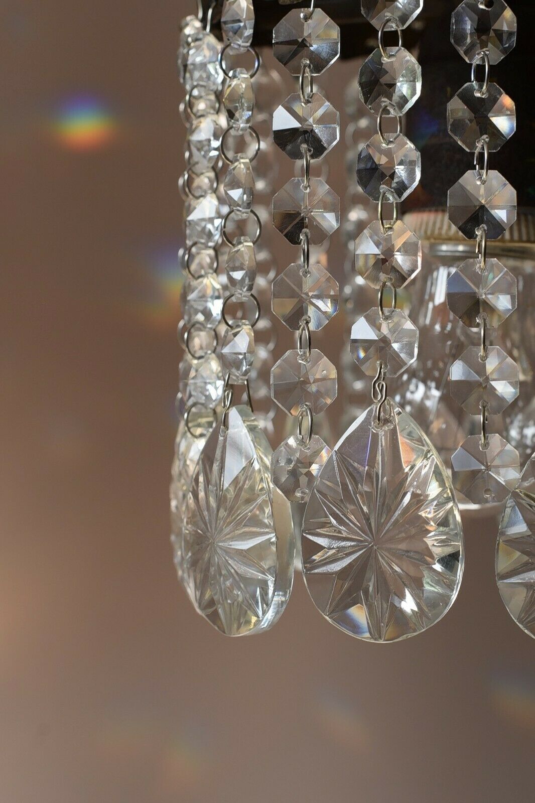 Ornate Mini Vintage Crystal Chandelier in Antique French Style, Home Lighting