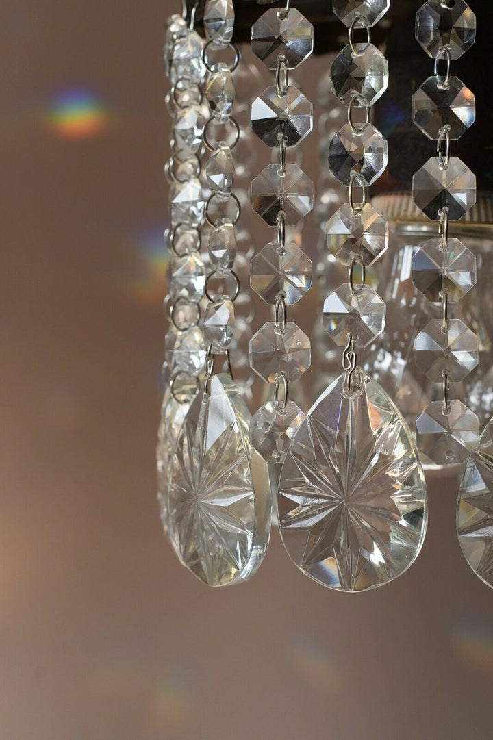Ornate Mini Vintage Crystal Chandelier in Antique French Style, Home Lighting
