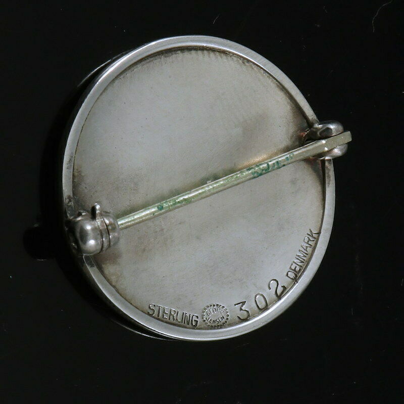Georg Jensen. Sterling Silver Brooch with Enamel #302 - Harald Nielsen.