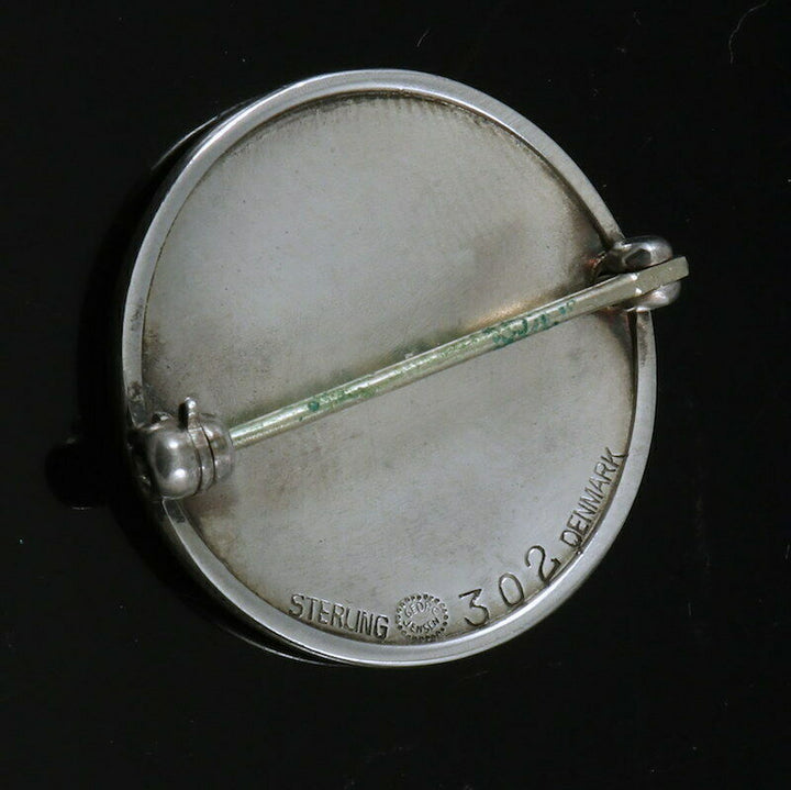 Georg Jensen. Sterling Silver Brooch with Enamel #302 - Harald Nielsen.
