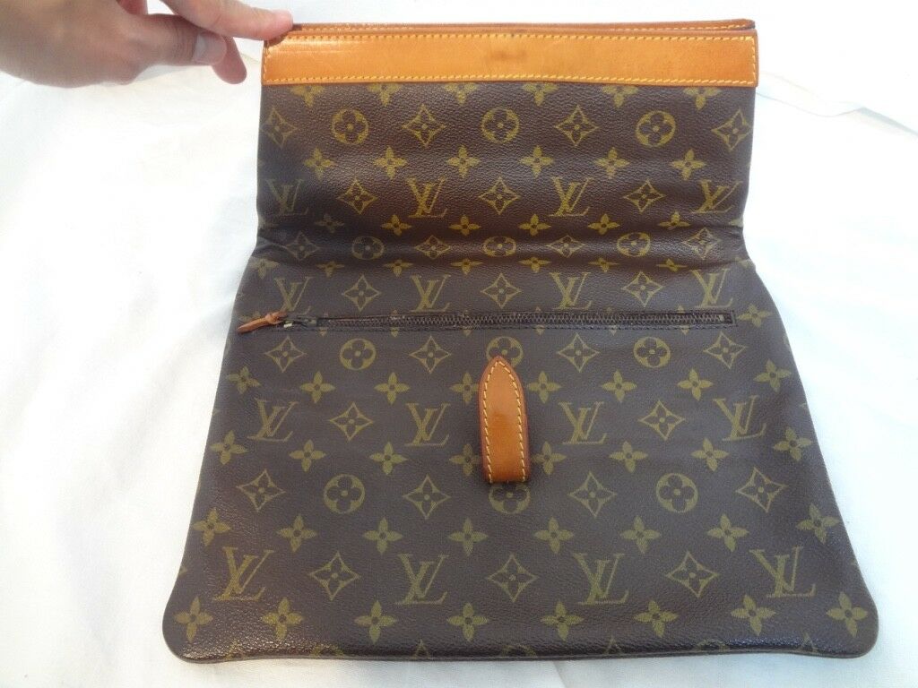 Auth Louis Vuitton Monogram Document case Porch Briefcase Bag LV82