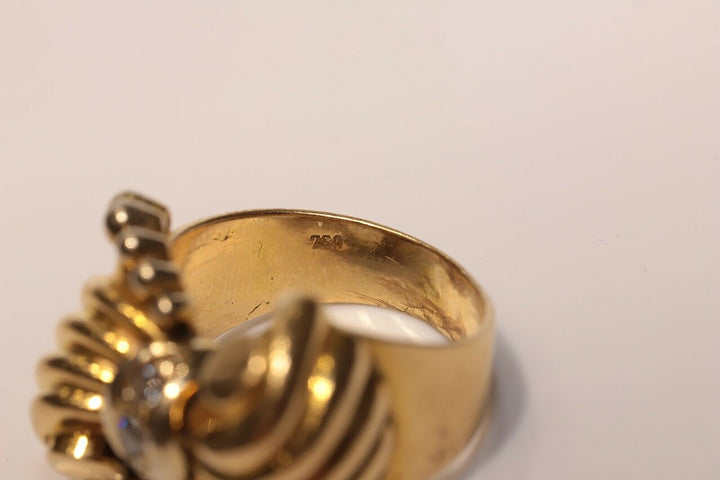 アンティーク 18K ナチュラルダイヤモンドのフラワースタイルリング