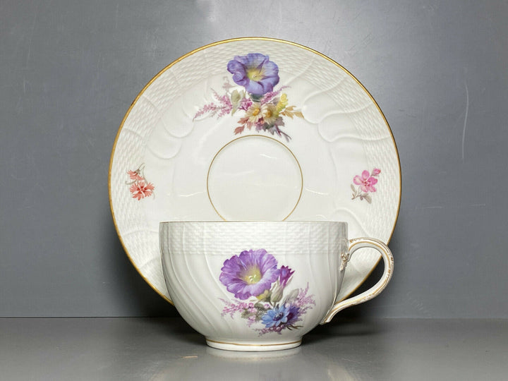 KPM BERLIN TEE GEDECK TASSE UT NEUOSIER WEICHMALEREI BLUMEN DEKOR 50 1.WAHL 1914