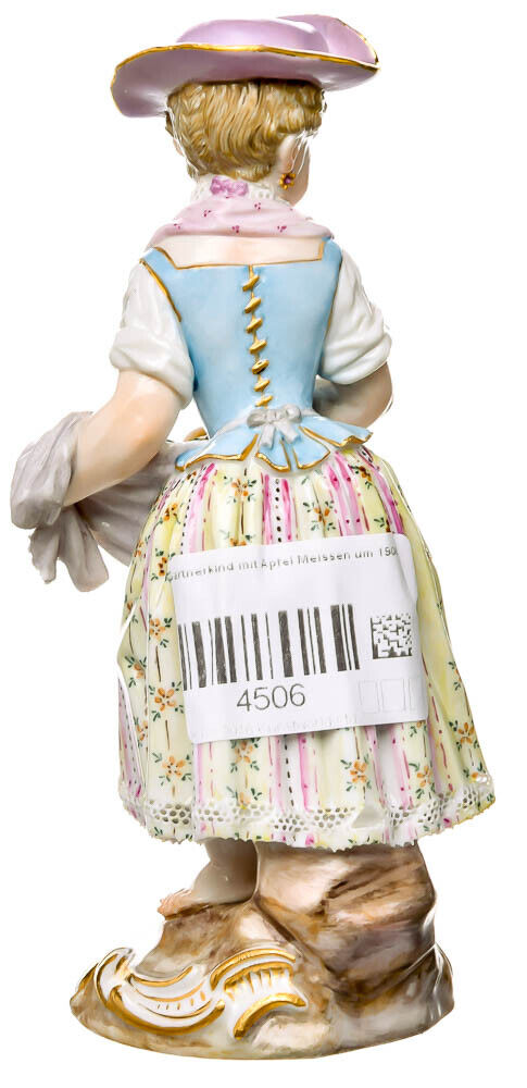 マイセン人形　リンゴ籠を持つ庭師の少女　J・J・ケンドラー作　一級品 12号 1850-1924年