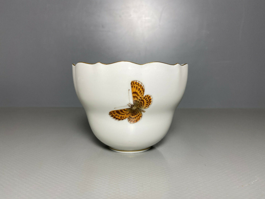 MEISSEN KAFFEE GEDECK 2-TLG TASSE UT NATURALISTISCHE BLUMENMALEREI SCHMETTERLING