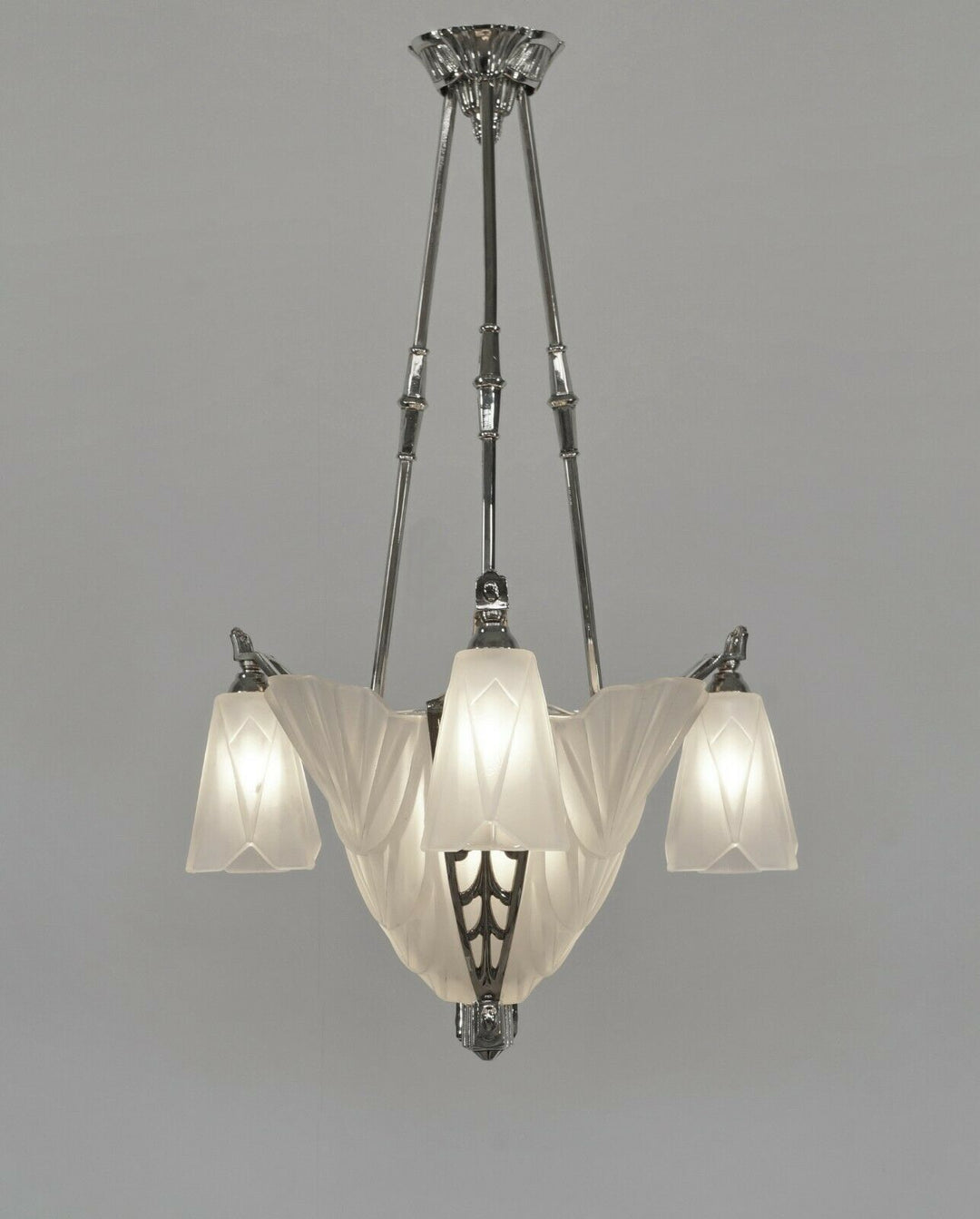 DEGUÉ & JAMAIN : FRENCH 1930 ART DECO CHANDELIER ....... lamp muller era France