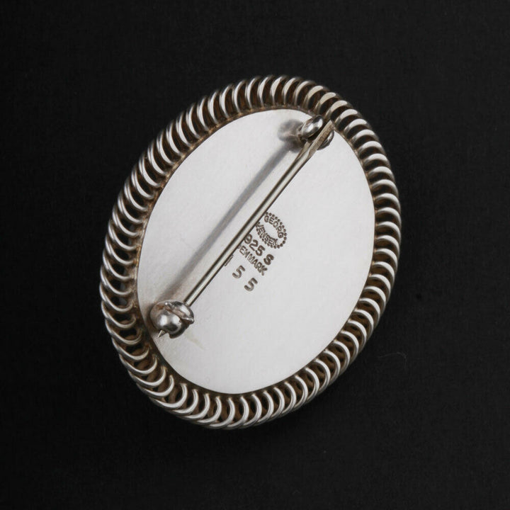 Georg Jensen Sterling Brooch # 155 with Amber. Design: GJ himself. VERY RARE.