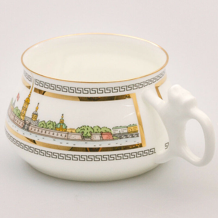 St Petersburg Neva River Teacup & Saucer Imperial Lomonosov Porcelain Authentic