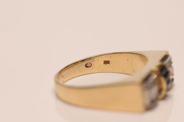 アンティーク アールデコ 14K ナチュラルダイヤモンドとサファイアのリング