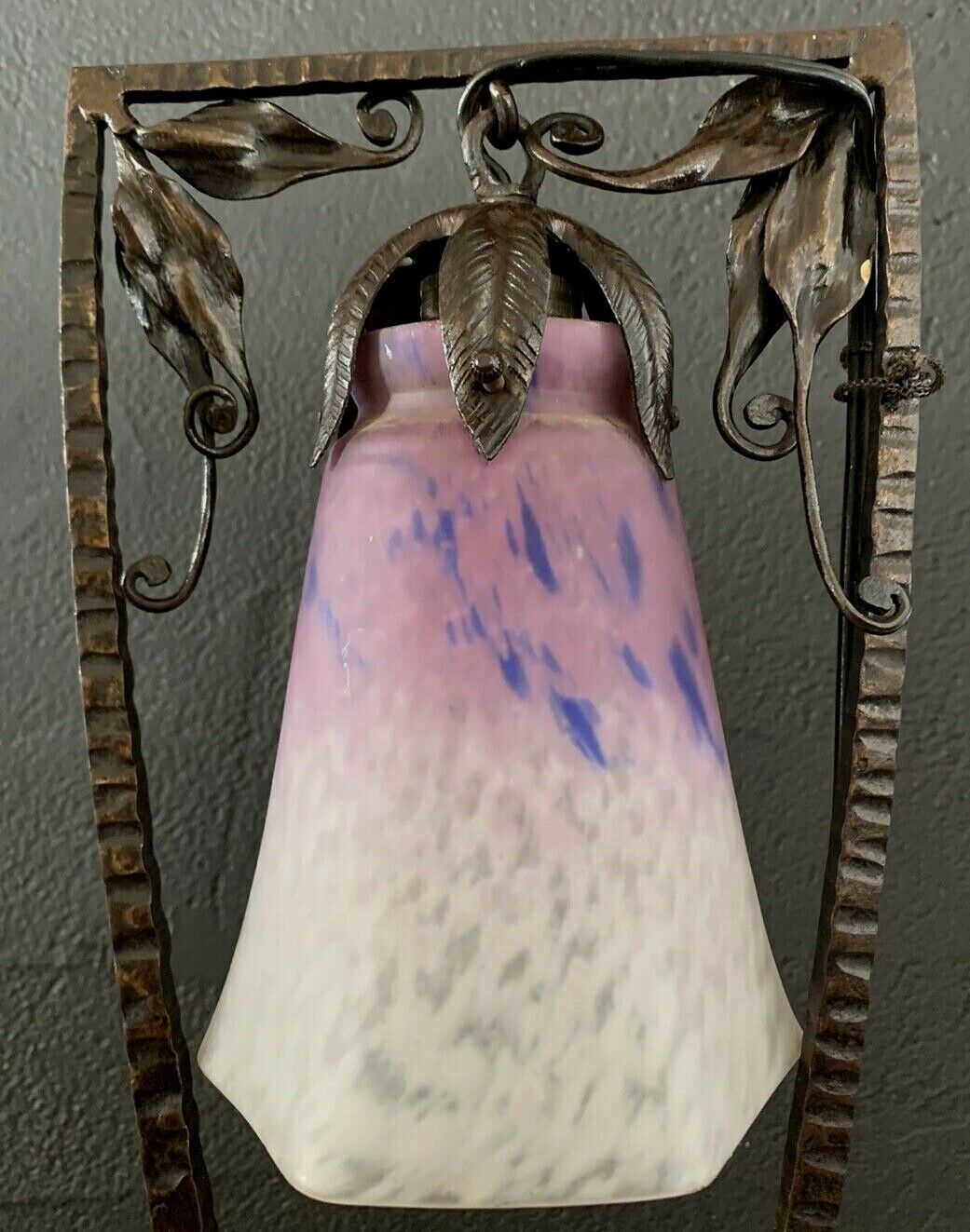 Schneider et Barthelemie-lampe art deco fer forgé martelé-muller-daum-brandt