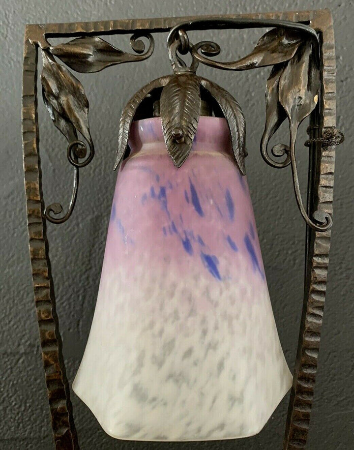 Schneider et Barthelemie-lampe art deco fer forgé martelé-muller-daum-brandt