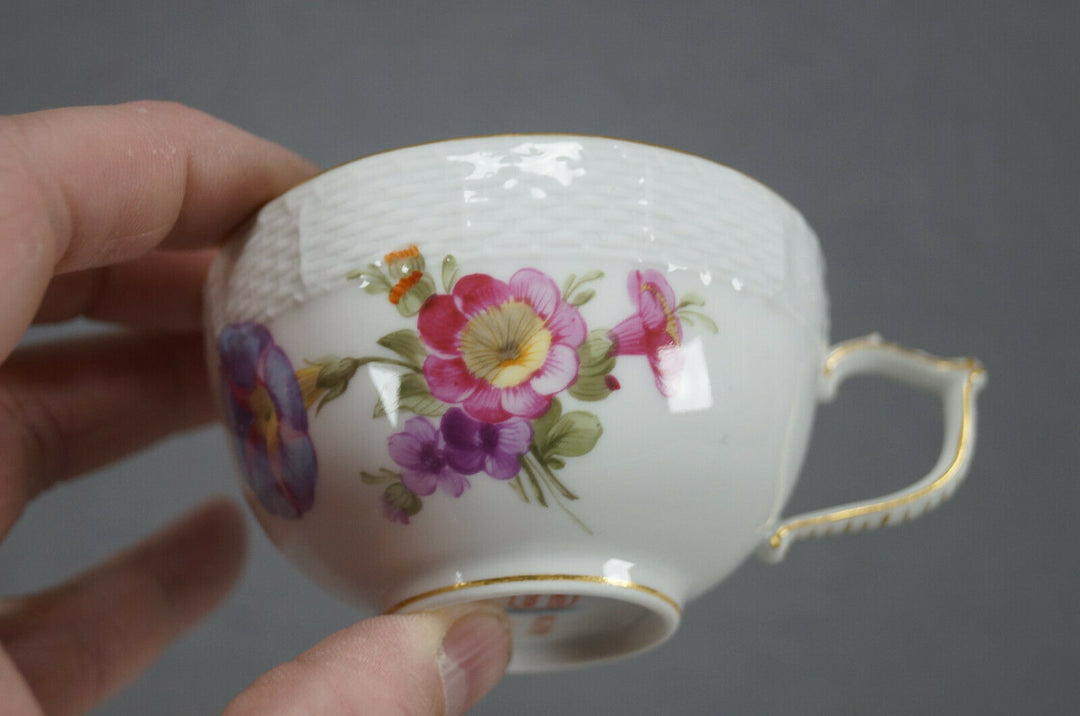 KPM Berlin Hand Painted Dresden Floral Butterfly & Gold Tea Cup & Saucer H