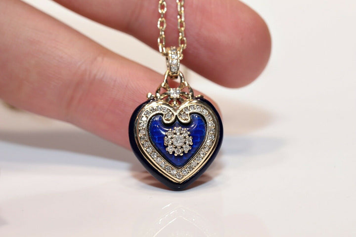 アンティーク ビクトリア朝スタイル 14K ゴールド 天然ダイヤモンド ハートネックレス