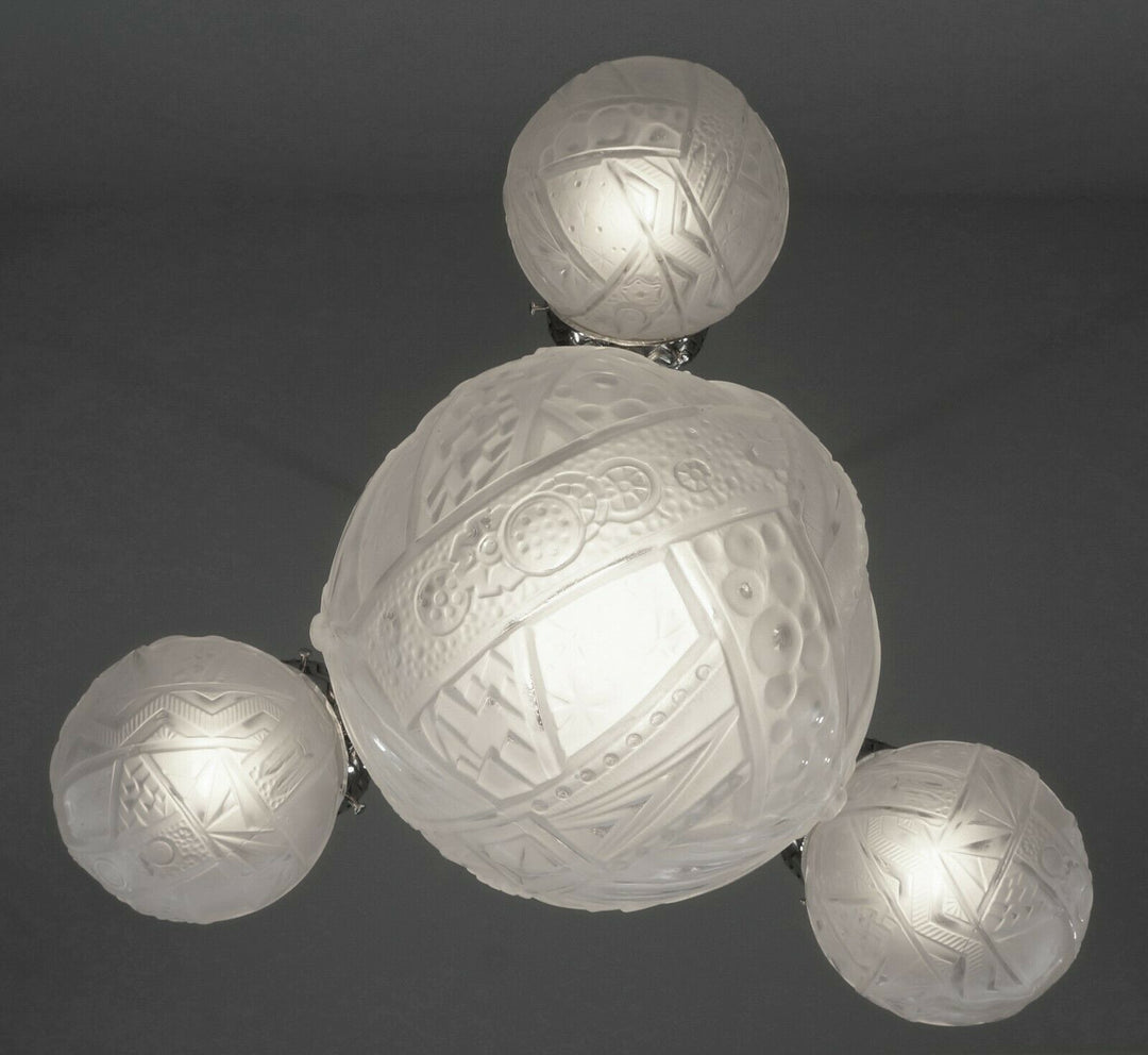 MULLER FRERES: FRENCH 1930 ART DECO CHANDELIER ........... 1925 lamp degue era