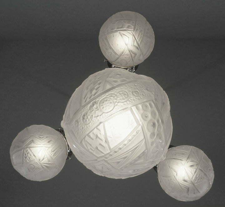 MULLER FRERES: FRENCH 1930 ART DECO CHANDELIER ........... 1925 lamp degue era
