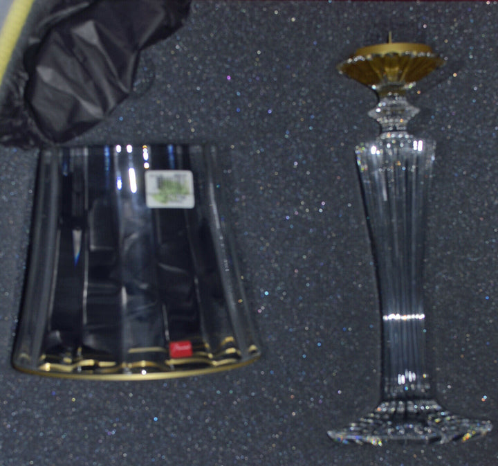 Baccarat Lantern Gold MILLE NUITS 2pc Candle Votive Holder Crystal France MIB