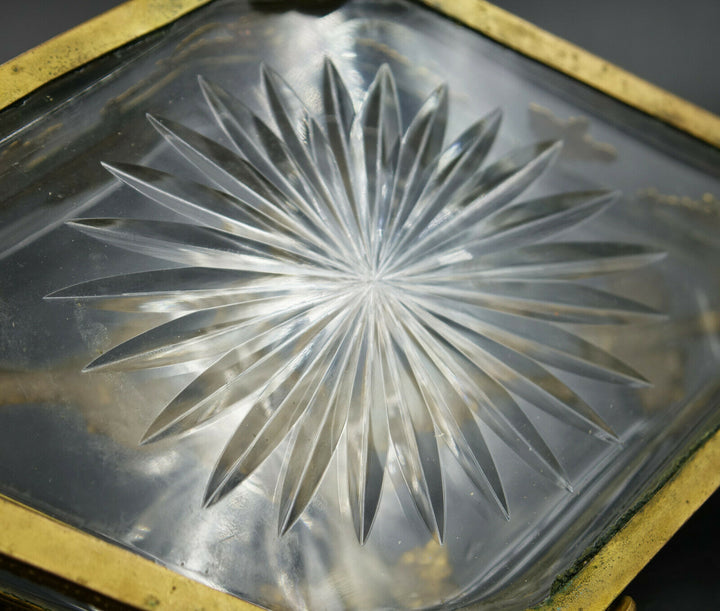 Louis XV French Baccarat Jewelry Box Crystal Ormolu Dore Bronze Rhombus Shaped