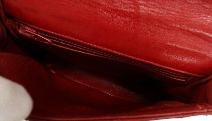 Auth CHANEL Quilted CC Chain Belt Waist Bum Bag Red Leather